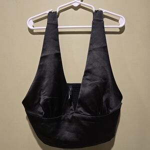 Calliope Sleek Satin Black Bralette Top In Size Small